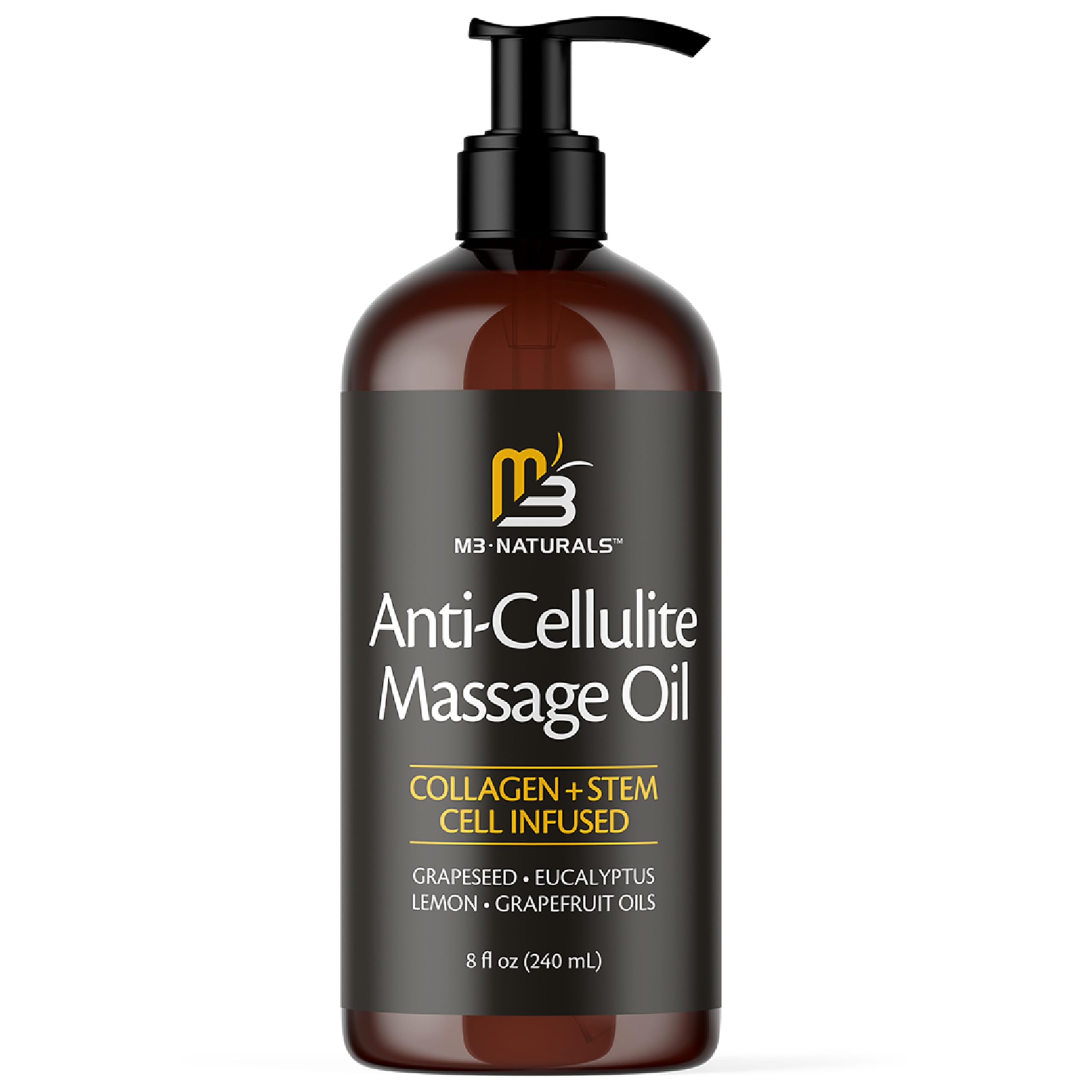Firming Body Massage Oil with Collagen & Stem Cell – Helps Smooth The Appearance of Cellulite & Improve Skin Texture – Refreshing Aromatherapy Body Oil for Legs & Full Body – 16 Fl Oz
