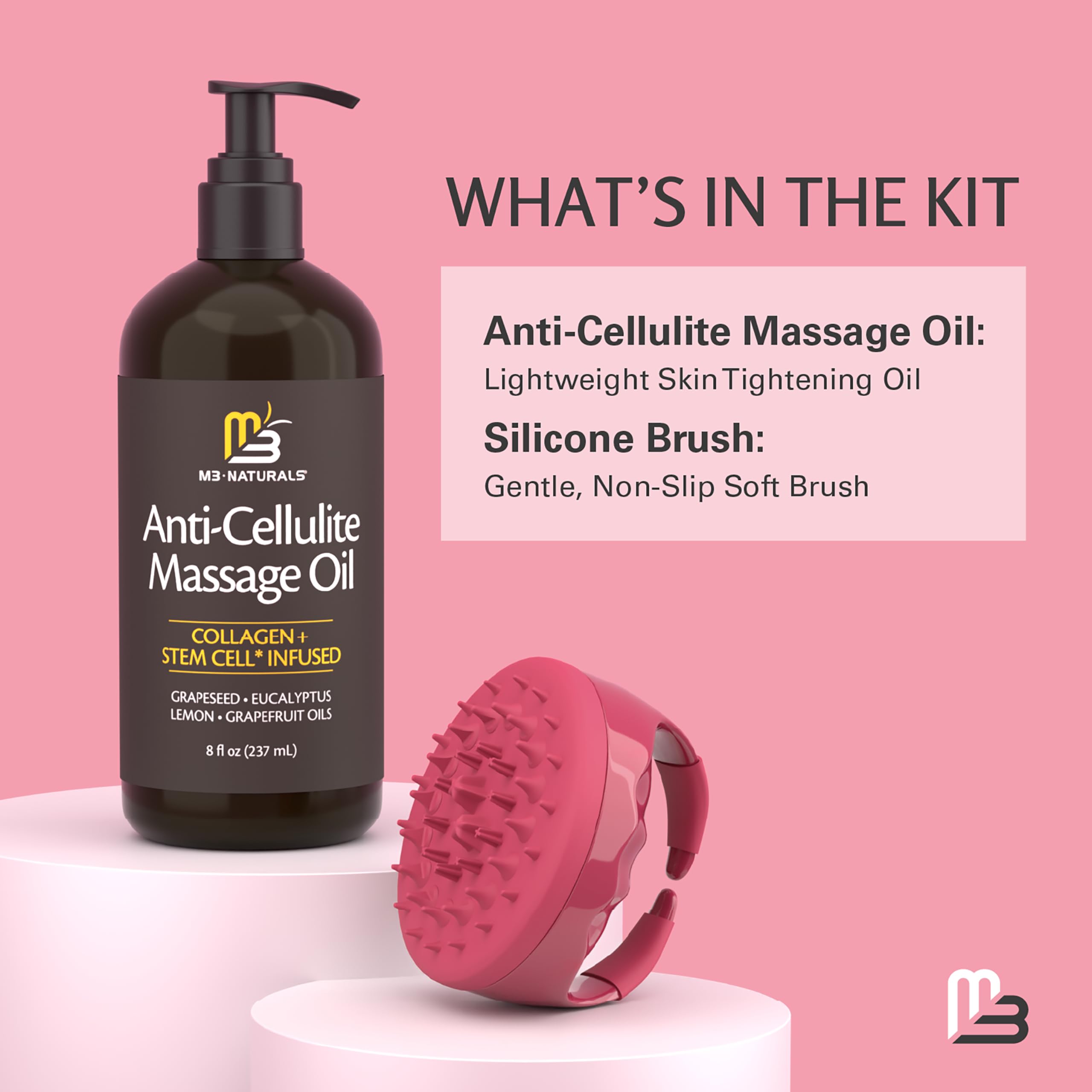 Firming Body Massage Oil with Collagen & Stem Cell – Helps Smooth The Appearance of Cellulite & Improve Skin Texture – Refreshing Aromatherapy Body Oil for Legs & Full Body – 16 Fl Oz