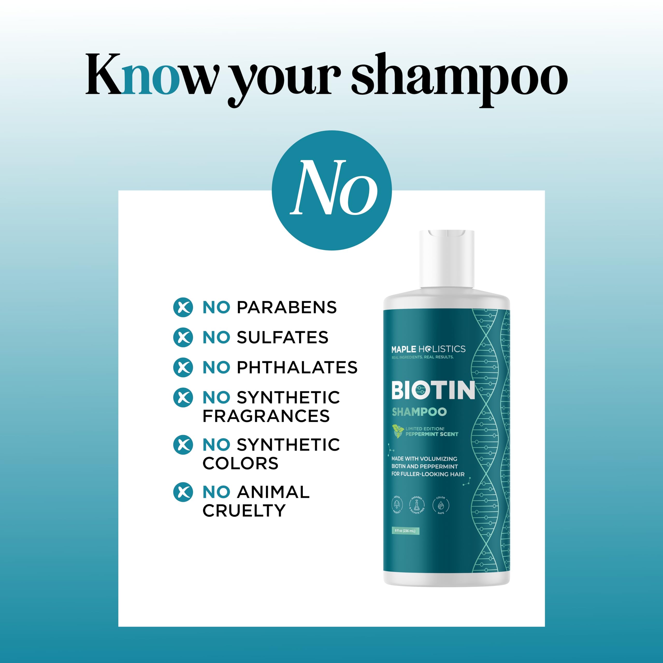 Rosemary and Biotin Shampoo for Thinning Hair - Vegan Volumizing Shampoo for Fine Hair with B Vitamins Argan Oil & Tea Tree Essential Oil - Paraben Silicone and Sulfate Free Vegan Formula (8 Fl Oz)