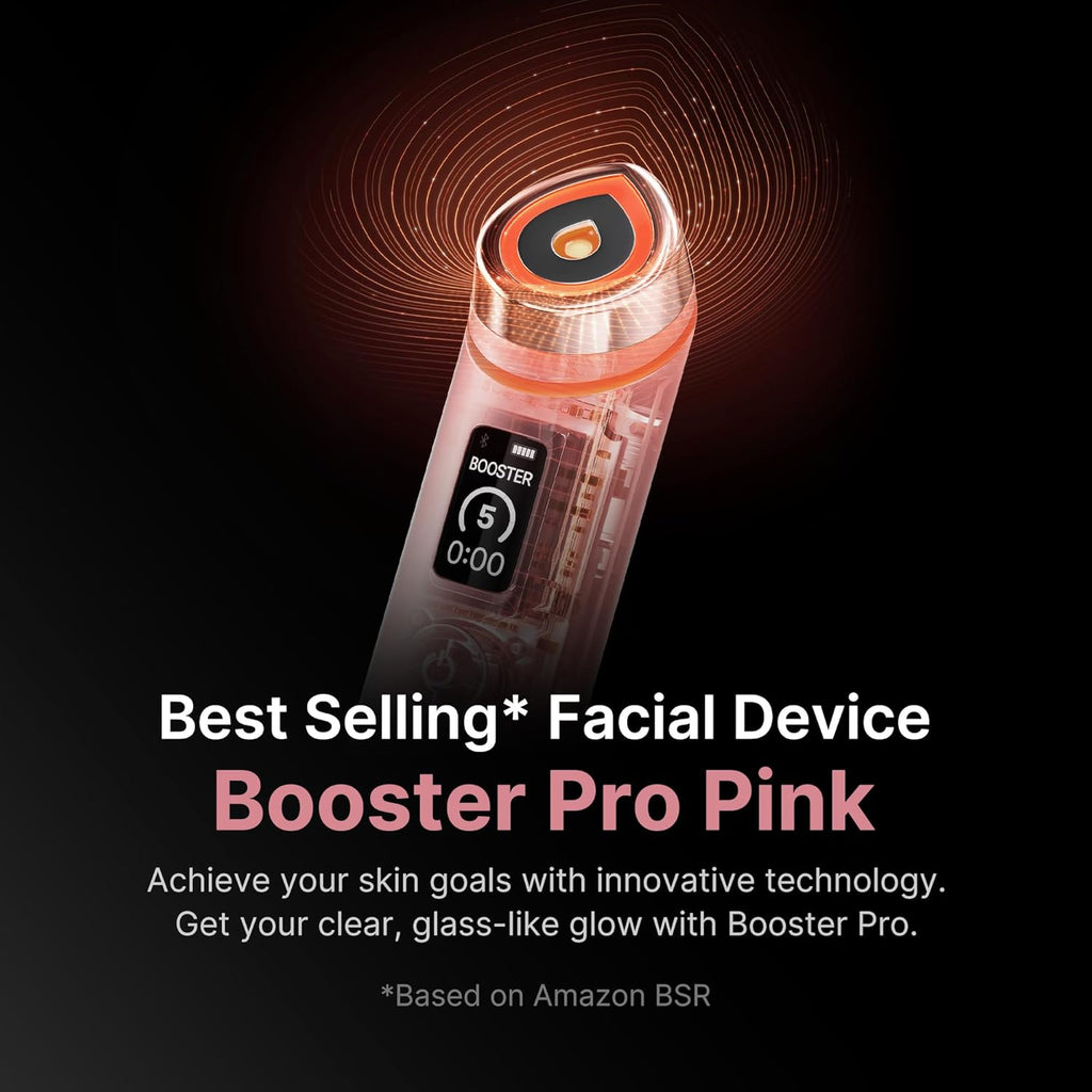medicube Booster Pro Pink | 6-in-1 Real Glass Glow Beauty Massager | for Clear, Radiant, Firmer-Looking Skin | Korean Skin Care