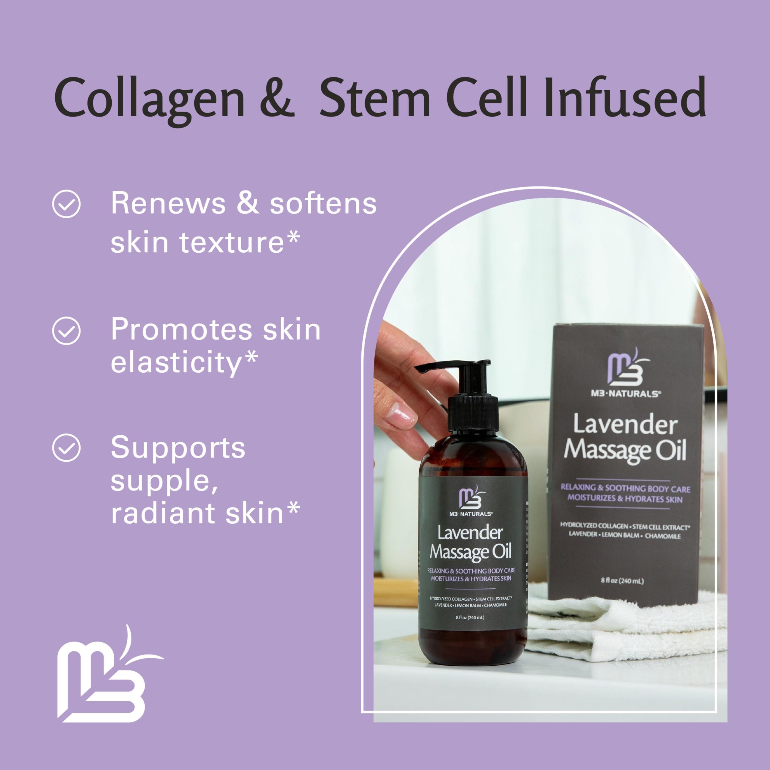 Firming Body Massage Oil with Collagen & Stem Cell – Helps Smooth The Appearance of Cellulite & Improve Skin Texture – Refreshing Aromatherapy Body Oil for Legs & Full Body – 16 Fl Oz