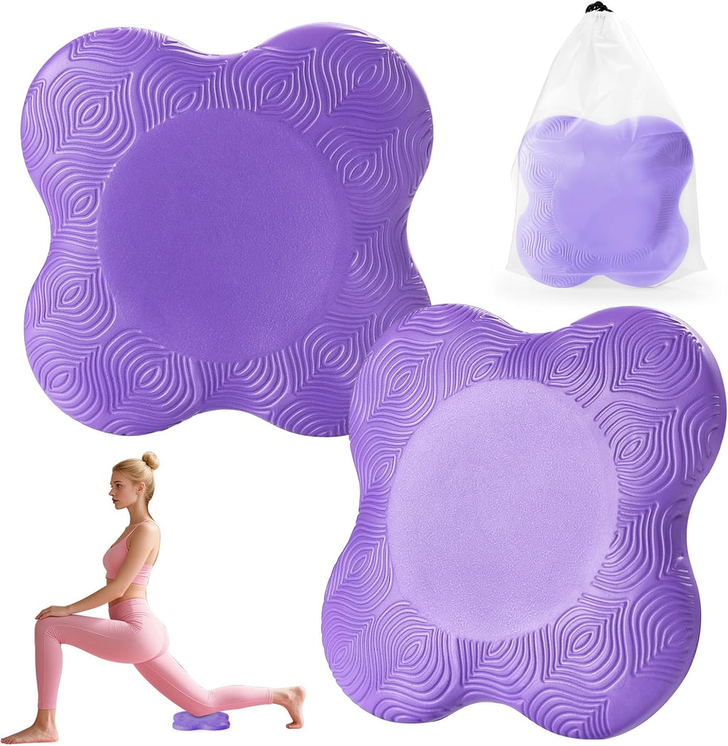 2 Pack Yoga Knee Pads Mat Set - Extra Thick Foam Kneeling Pad Cushion for Knees, Elbows, Wrists, Head - Yoga Essentials for Women Men, Non-Slip Pilates, Meditation, Floor Workouts