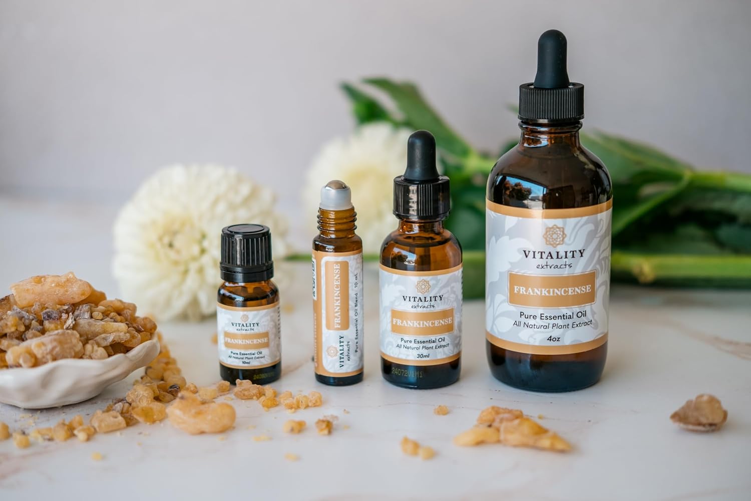 Vitality Extracts Frankincense Essential Oil - 10ml Roll-on, Boswellia Serrata, Aromatherapy, Skin Care, Natural Calm, Stress Relief, Yoga
