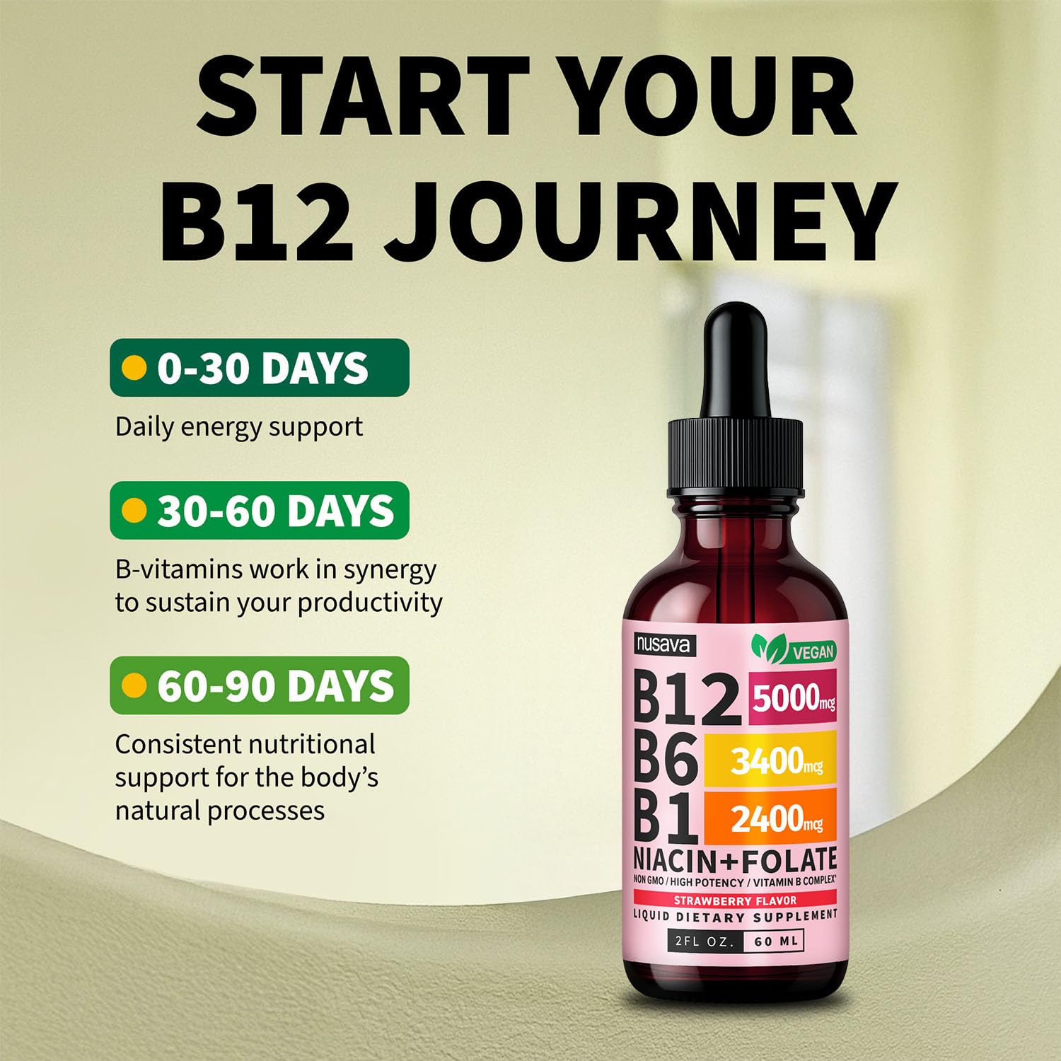 (2 Pack) Vitamin B12 and B6 Liquid Drops, B12 Sublingual Vitamin B Complex - B 12 Vitamin 5000mcg - B12 Methylcobalamin for Energy, Brain, and Heart Support with 27,200 mcg, Raspberry, 80 Servings
