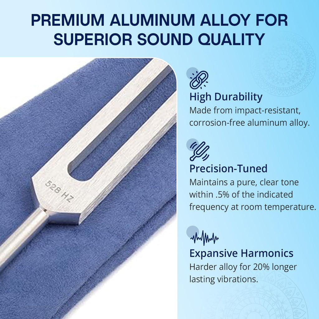 Solfeggio Tuning Forks Set for Healing – 9 Chakra Frequencies 174Hz to 963Hz | Precision-Machined Aluminum Alloy | Made in USA | Chakra Healing, Sound Therapy, Reiki, Yoga, Energy Balancing Tools.