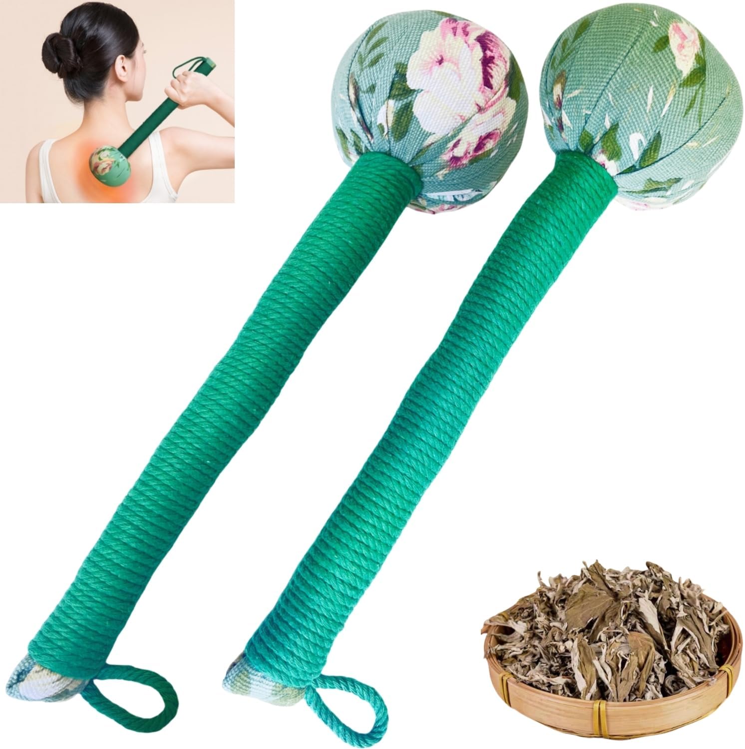 Long Size Lymphatic Drainage Hammer,Manual Body Massage Hammer,Back Knock Long Handheld Massage Hammer for Back Pain Relief 2pcs Green 12.5IN
