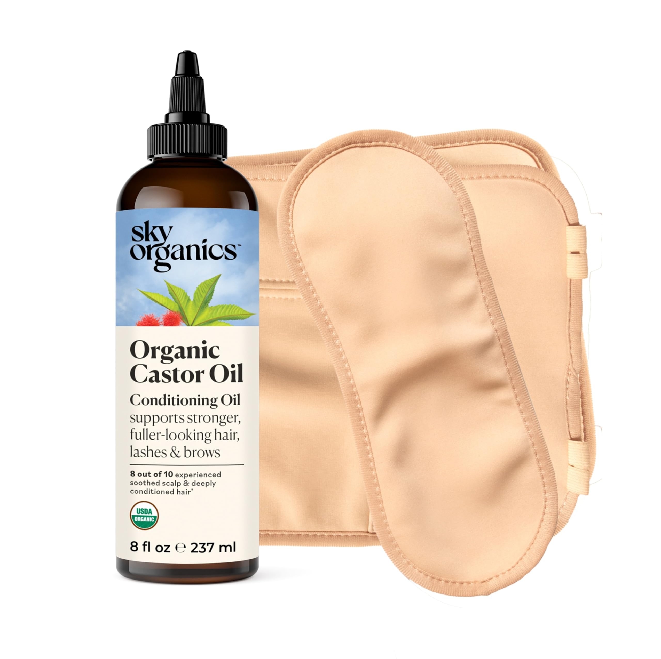 Sky Organics Castor Oil - USDA Certified Organic Hair Oil for Hair Growth, Skin, Face, Eyelashes - Cold Pressed & Hexane Free - Pure Organic Castor Oil Pack Wrap - Carrier & Hair Treatment Oil -16oz
