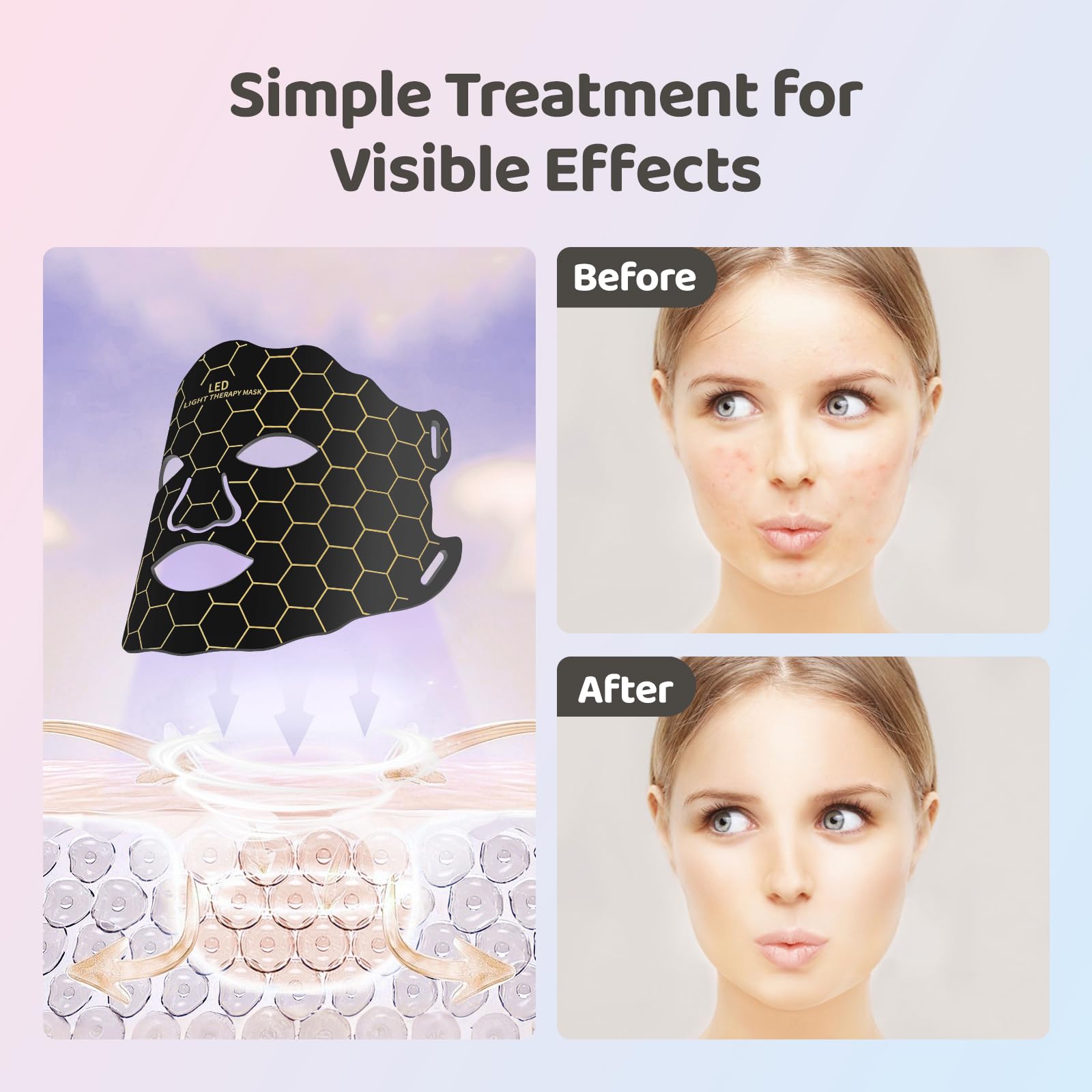 Yahi Red Light Photon Facial & Neck Mask with Remote Control, 7 Custom Modes with Infrared, Portable & Rechargeable with Timer for Home Use, 175 High-Density Light Beads, Black