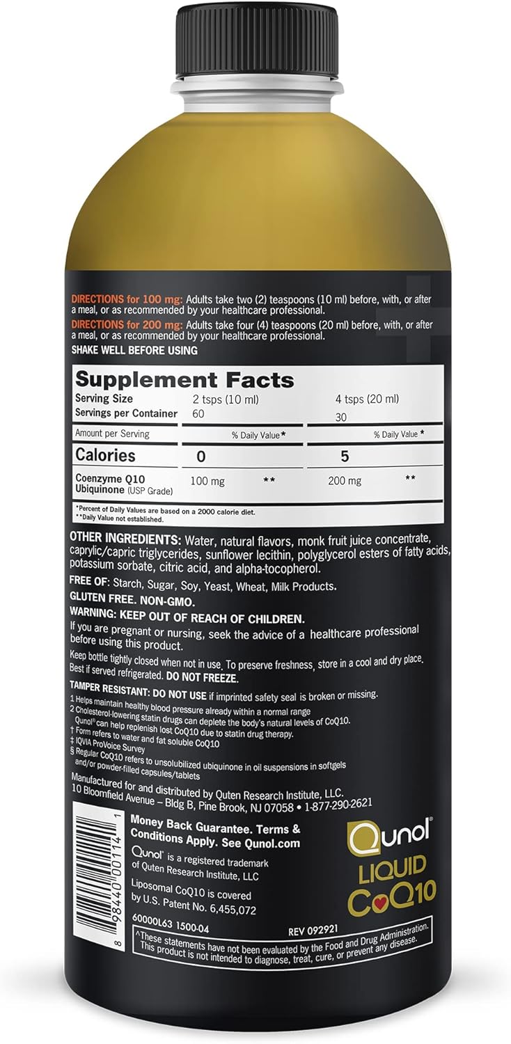 Qunol Liquid CoQ10 100mg, Superior Absorption Natural Supplement Form of Coenzyme Q10, Antioxidant for Heart Health, Orange Pineapple Flavored, 60 Servings, 20.3 oz Bottle