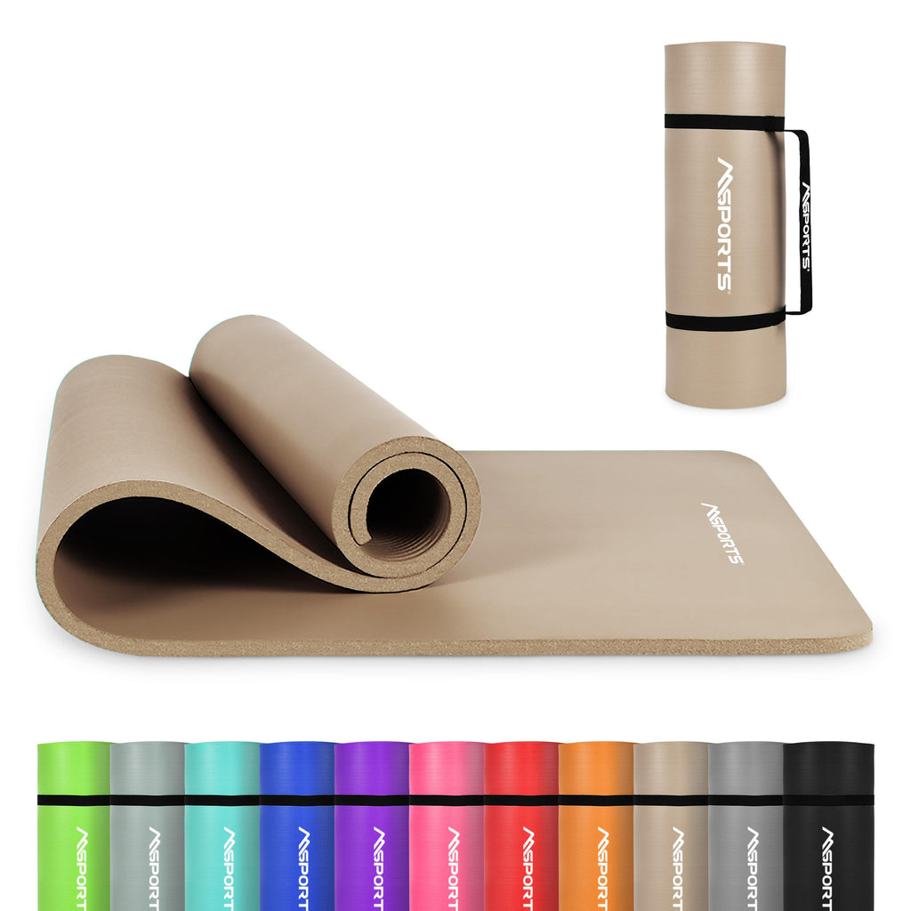 Yoga Mat Premium Non Slip Thick – Extra Comfortable Exercise Mat for Home Workouts, Pilates, Stretching & Gym – Cushioned NBR Foam, Gym Mat with Strap, for Women & Men