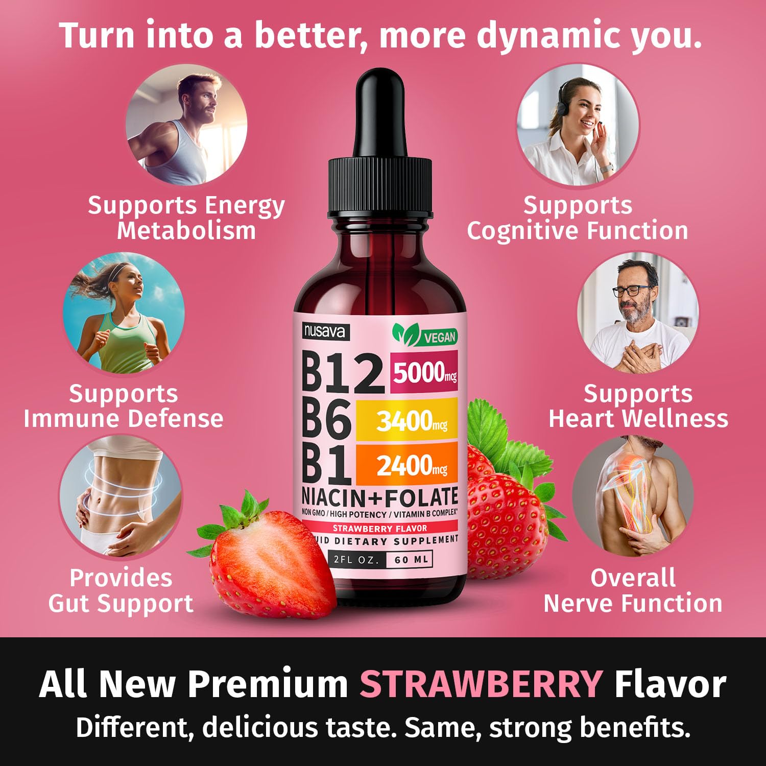 (2 Pack) Vitamin B12 and B6 Liquid Drops, B12 Sublingual Vitamin B Complex - B 12 Vitamin 5000mcg - B12 Methylcobalamin for Energy, Brain, and Heart Support with 27,200 mcg, Raspberry, 80 Servings