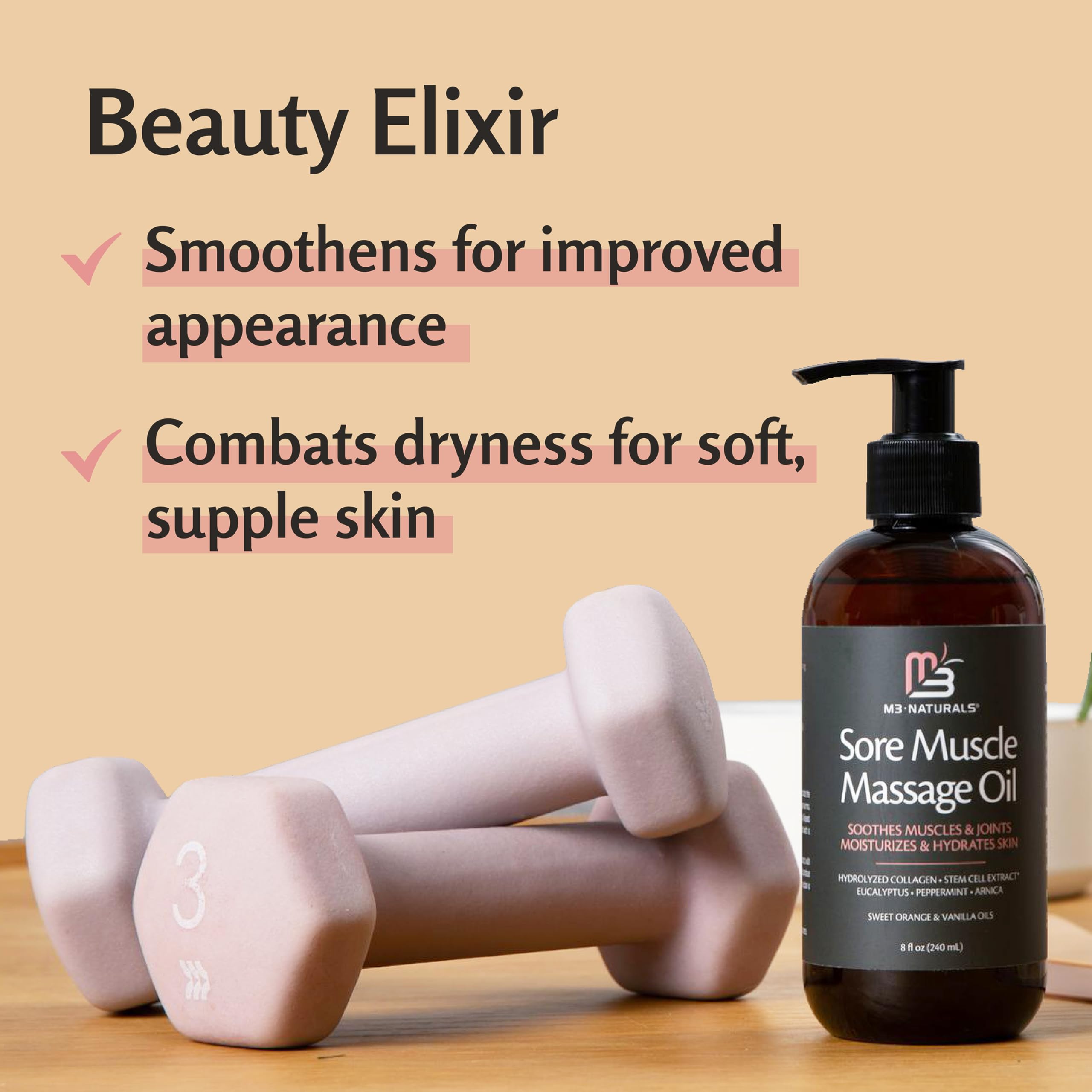 Firming Body Massage Oil with Collagen & Stem Cell – Helps Smooth The Appearance of Cellulite & Improve Skin Texture – Refreshing Aromatherapy Body Oil for Legs & Full Body – 16 Fl Oz