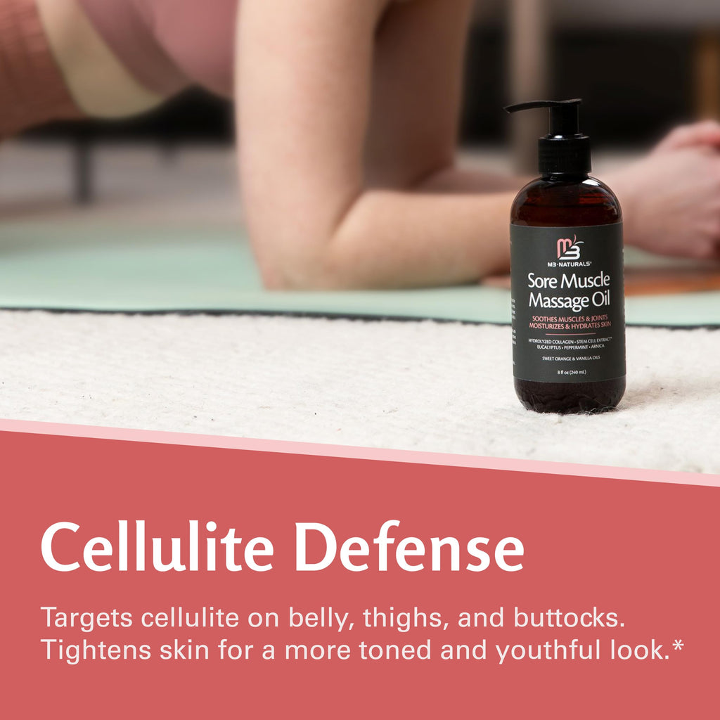 Firming Body Massage Oil with Collagen & Stem Cell – Helps Smooth The Appearance of Cellulite & Improve Skin Texture – Refreshing Aromatherapy Body Oil for Legs & Full Body – 16 Fl Oz