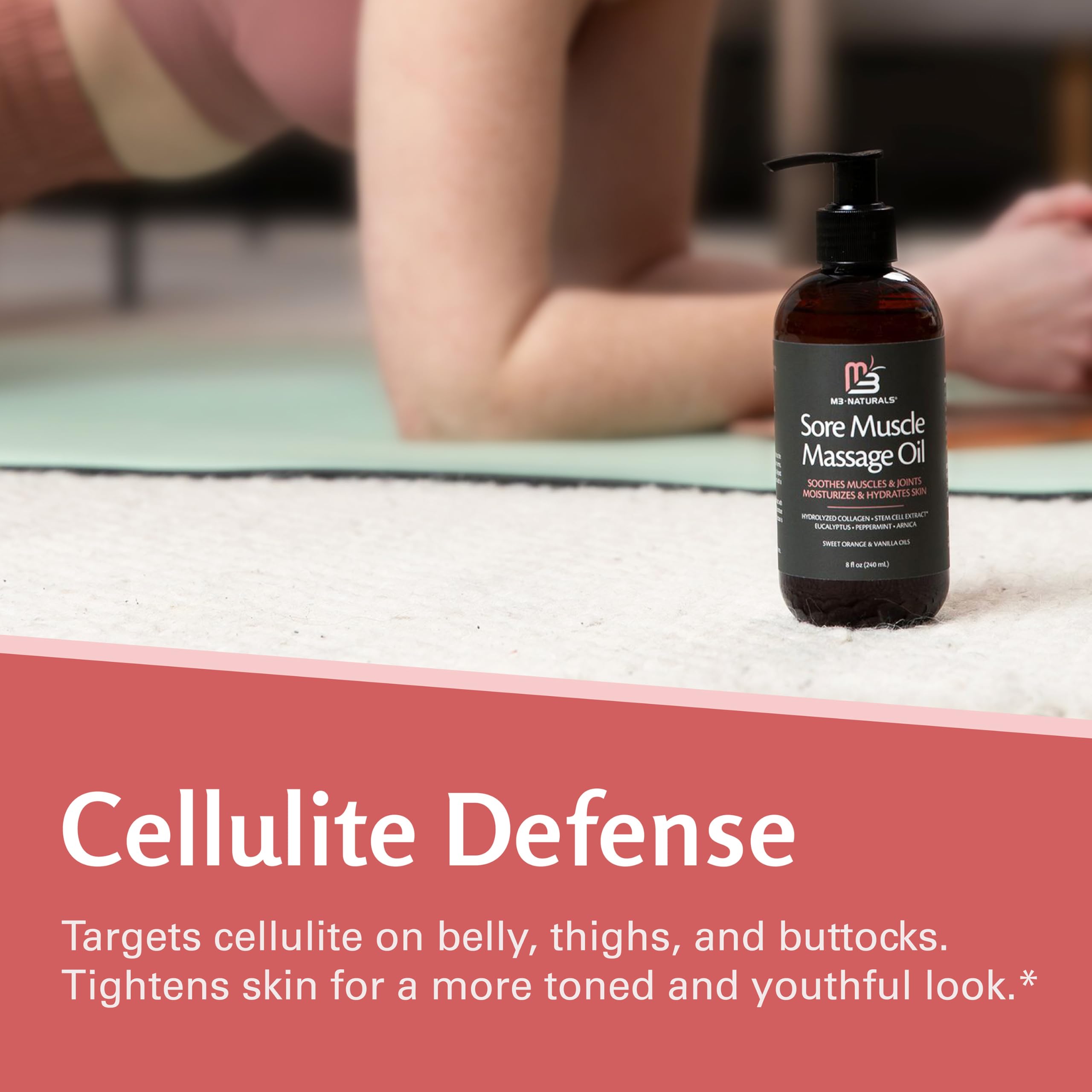 Firming Body Massage Oil with Collagen & Stem Cell – Helps Smooth The Appearance of Cellulite & Improve Skin Texture – Refreshing Aromatherapy Body Oil for Legs & Full Body – 16 Fl Oz