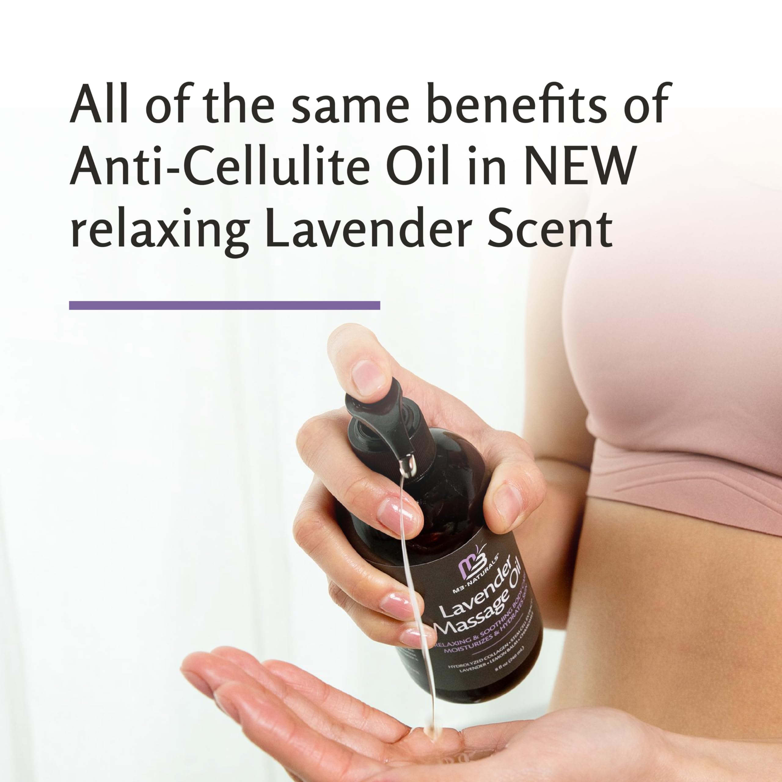 Firming Body Massage Oil with Collagen & Stem Cell – Helps Smooth The Appearance of Cellulite & Improve Skin Texture – Refreshing Aromatherapy Body Oil for Legs & Full Body – 16 Fl Oz