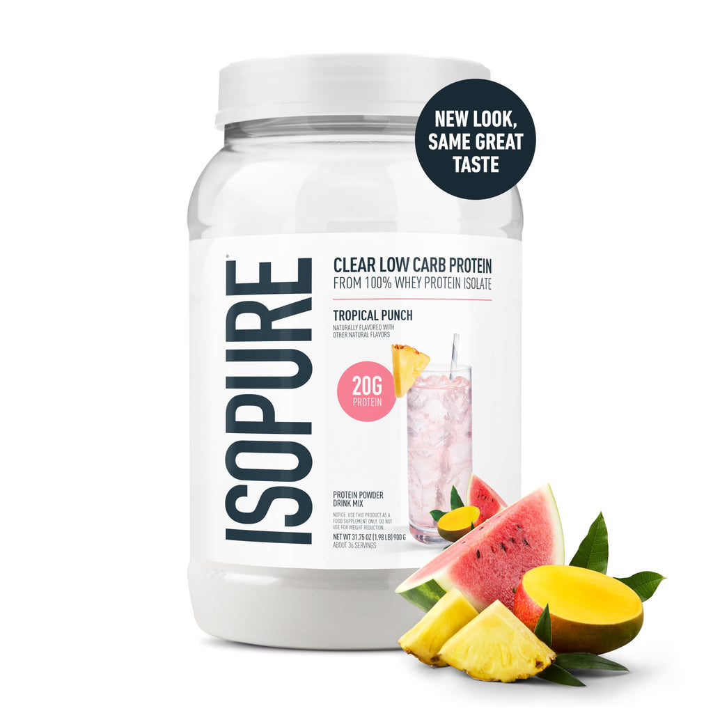 Isopure Clear Whey Isolate Protein Powder, Lactose Free, Gluten Free, Naturally Flavored, Mixed Berry, 20g Protein Per Serving, 14.1 Oz, 16 Servings (Packaging May Vary)