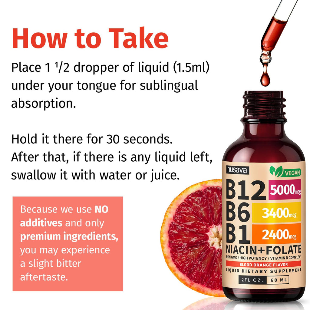 (2 Pack) Vitamin B12 and B6 Liquid Drops, B12 Sublingual Vitamin B Complex - B 12 Vitamin 5000mcg - B12 Methylcobalamin for Energy, Brain, and Heart Support with 27,200 mcg, Raspberry, 80 Servings