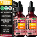 (2 Pack) Vitamin B12 and B6 Liquid Drops, B12 Sublingual Vitamin B Complex - B 12 Vitamin 5000mcg - B12 Methylcobalamin for Energy, Brain, and Heart Support with 27,200 mcg, Raspberry, 80 Servings