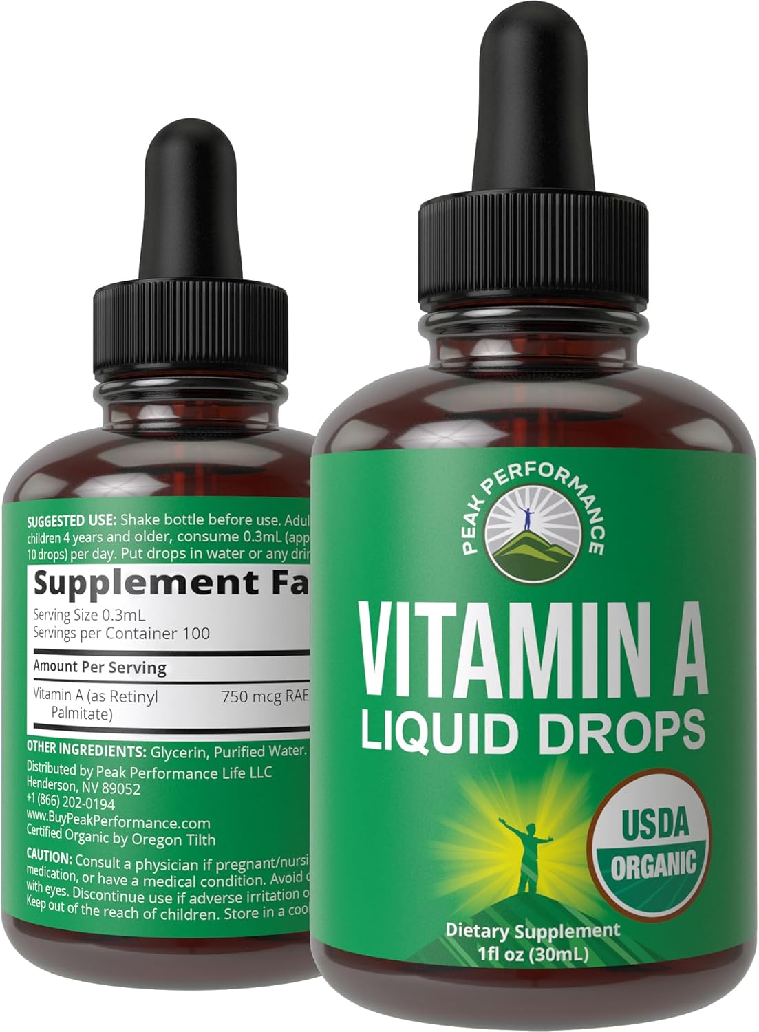 USDA Organic Vitamin A Liquid Drops Supplement. Vegan High Bioavailability For Eye, Skin, and Bone Health. For Adults, Men, Women, Kids. Organic Vit A Oil Retinyl Palmitate. Gluten Free, Zero Sugar