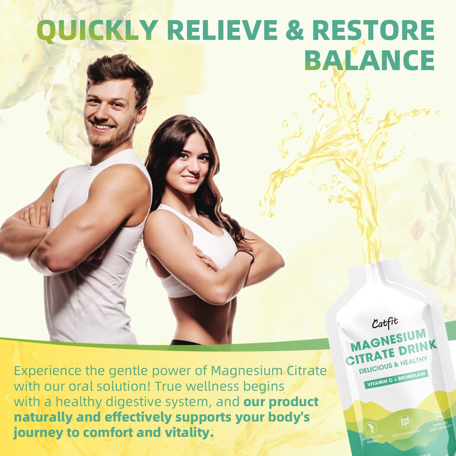 Magnesium Citrate Liquid Supplement,Magnesium Drink/Oral Solution with Bromelain,Vitamin,Zinc and Sodium for Zzz and Gut Support,Pineapple,30 Day Supply