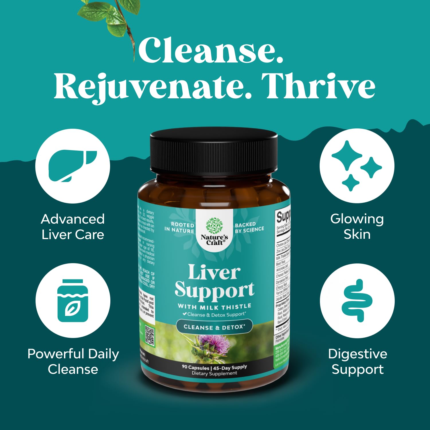 Deep Liver Cleanse, Detox & Repair with Milk Thistle Liquid Drops - Liver Detox Liquid Artichoke Extract with Dandelion Leaf, Ginger & Turmeric Curcumin for Immunity & Daily Cleanse -60 ml Bottle