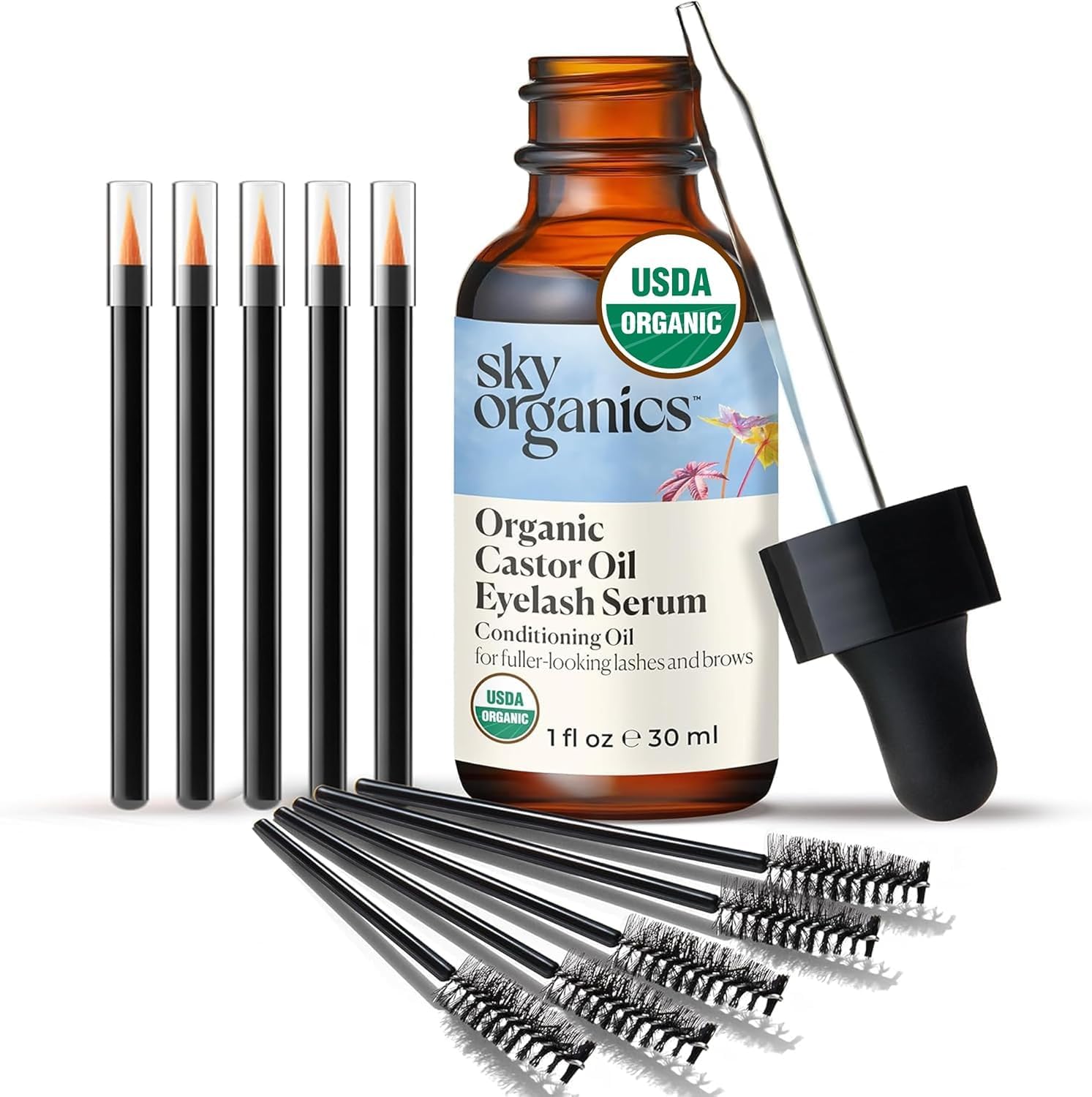 Sky Organics Castor Oil - USDA Certified Organic Hair Oil for Hair Growth, Skin, Face, Eyelashes - Cold Pressed & Hexane Free - Pure Organic Castor Oil Pack Wrap - Carrier & Hair Treatment Oil -16oz