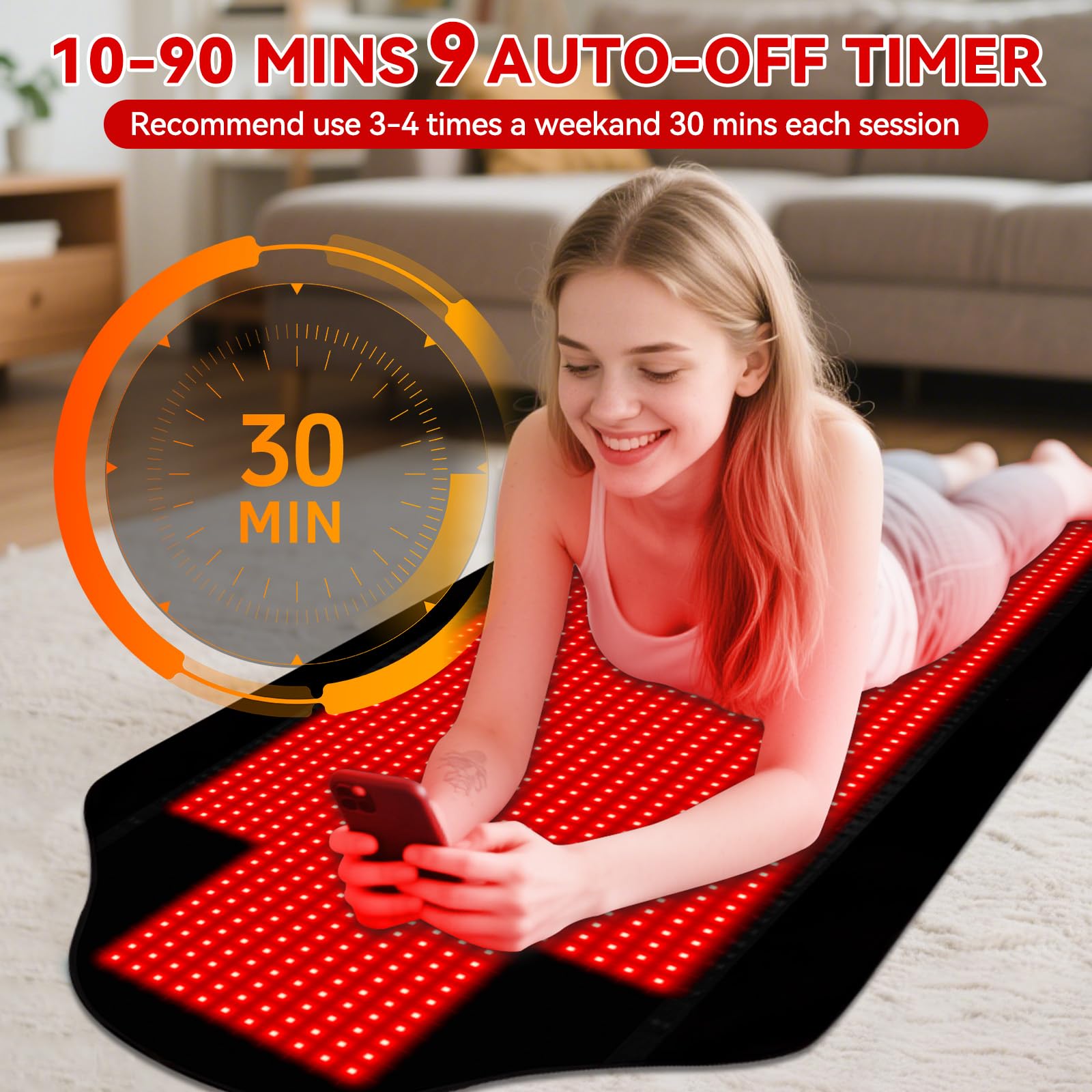 Red Light Therapy for Body,74" x 77.2" Large 2705 LEDs Dual Wavelength (660nm & 850nm) Infrared Therapy Pad, Home Wellness Blanket for Muscle Comfort Skin Rejuvenation