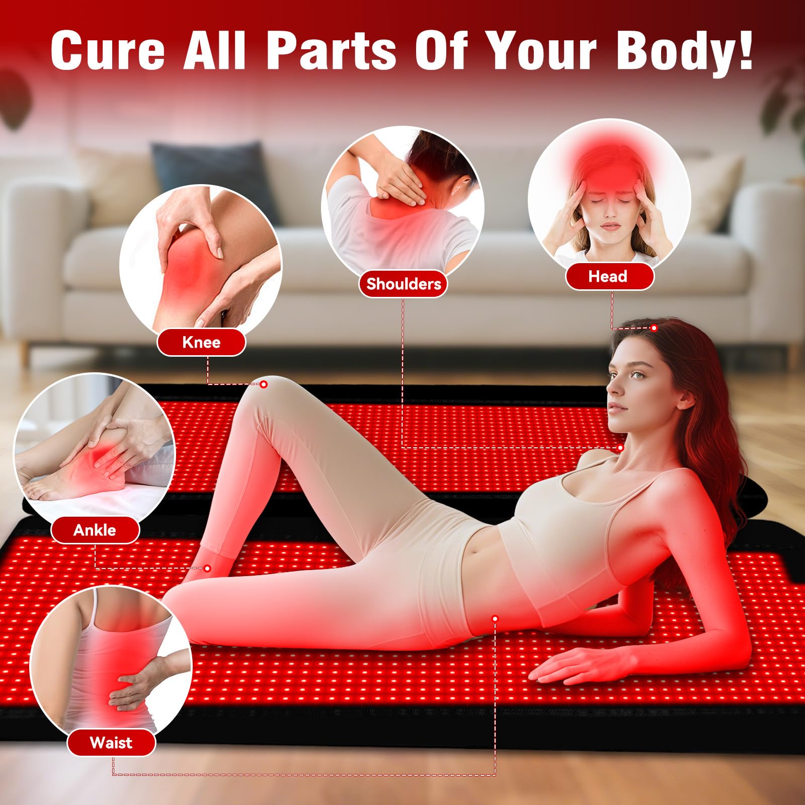 Red Light Therapy for Body,74" x 77.2" Large 2705 LEDs Dual Wavelength (660nm & 850nm) Infrared Therapy Pad, Home Wellness Blanket for Muscle Comfort Skin Rejuvenation