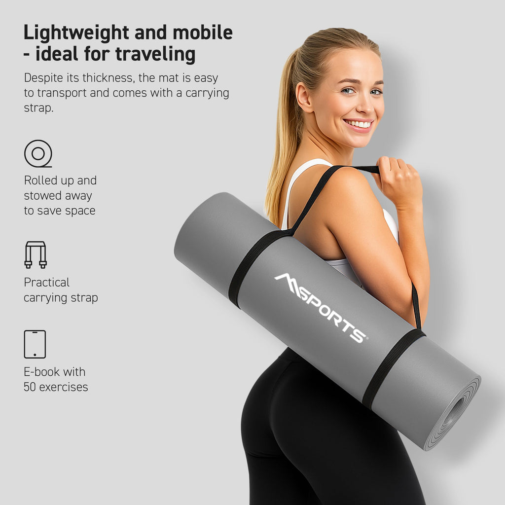 Yoga Mat Premium Non Slip Thick – Extra Comfortable Exercise Mat for Home Workouts, Pilates, Stretching & Gym – Cushioned NBR Foam, Gym Mat with Strap, for Women & Men