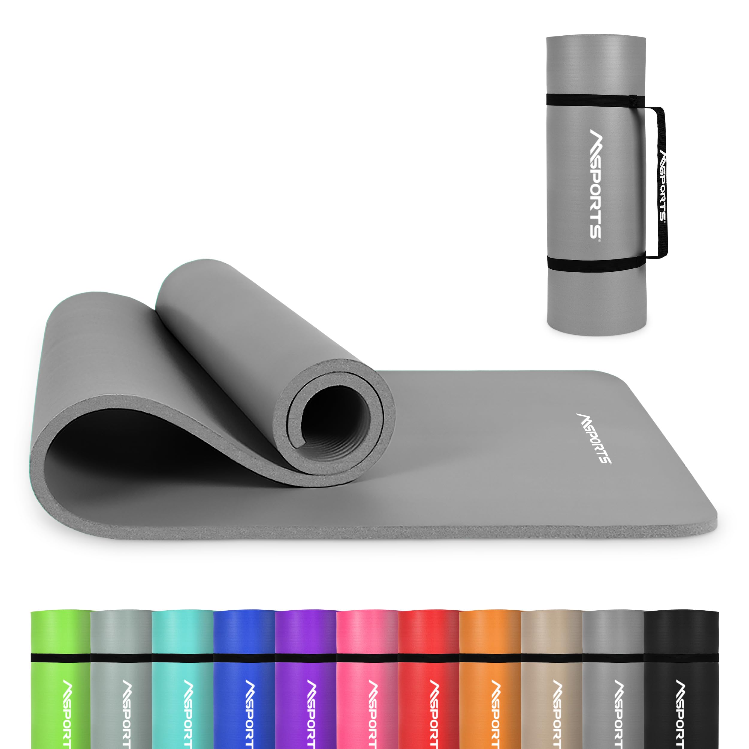 Yoga Mat Premium Non Slip Thick – Extra Comfortable Exercise Mat for Home Workouts, Pilates, Stretching & Gym – Cushioned NBR Foam, Gym Mat with Strap, for Women & Men