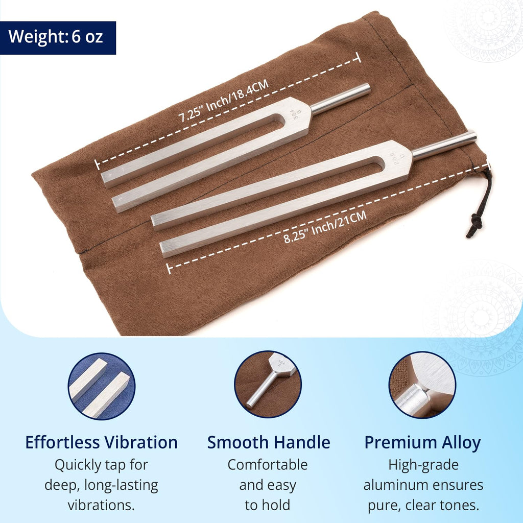 Solfeggio Tuning Forks Set for Healing – 9 Chakra Frequencies 174Hz to 963Hz | Precision-Machined Aluminum Alloy | Made in USA | Chakra Healing, Sound Therapy, Reiki, Yoga, Energy Balancing Tools.