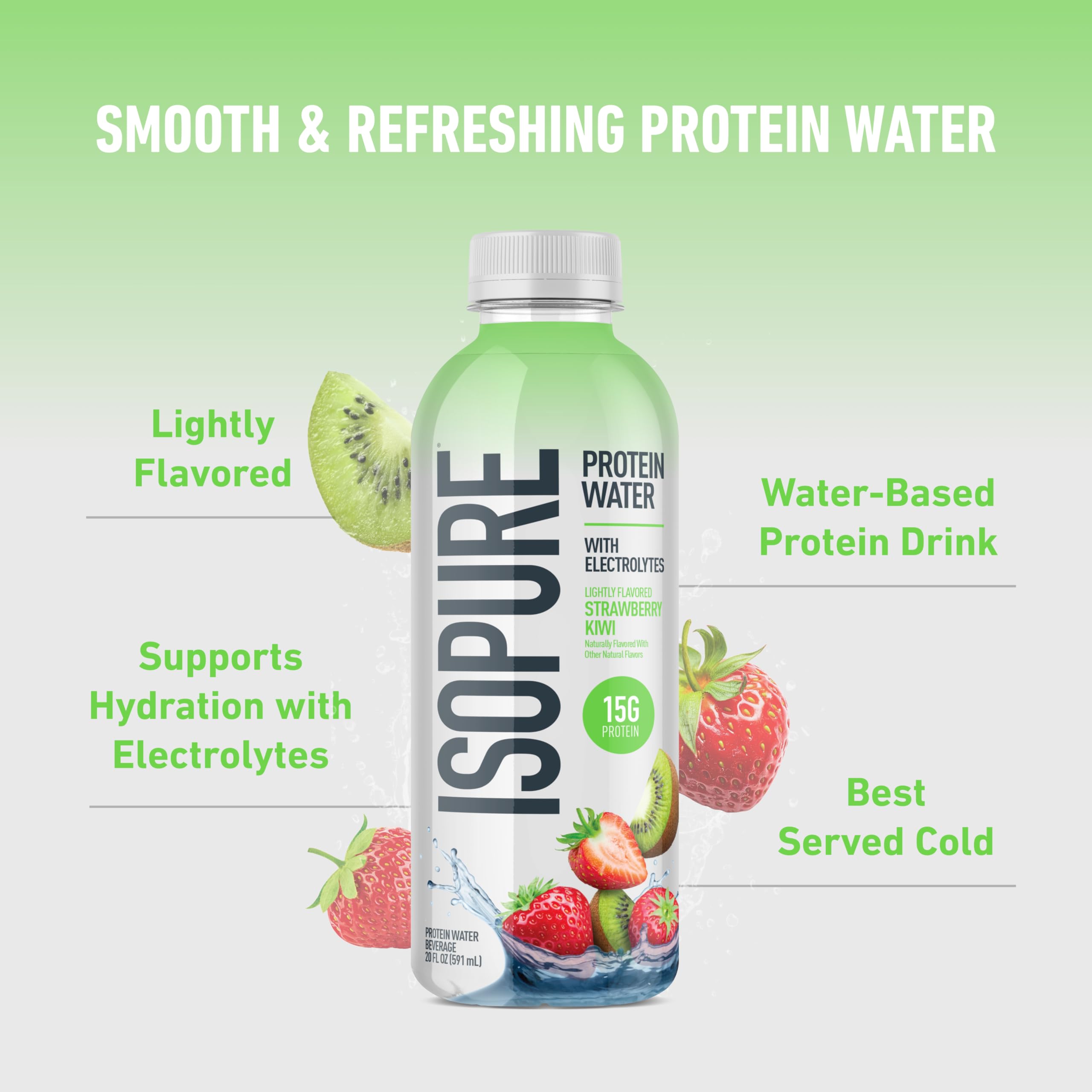 Isopure Clear Whey Isolate Protein Powder, Lactose Free, Gluten Free, Naturally Flavored, Mixed Berry, 20g Protein Per Serving, 14.1 Oz, 16 Servings (Packaging May Vary)