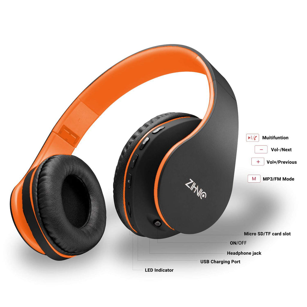 ZIHNIC Bluetooth Headphones Over-Ear, Foldable Wireless and Wired Stereo Headset Micro SD/TF, FM for Cell Phone,PC,Soft Earmuffs &Light Weight for Prolonged Wearing(Rose Gold)
