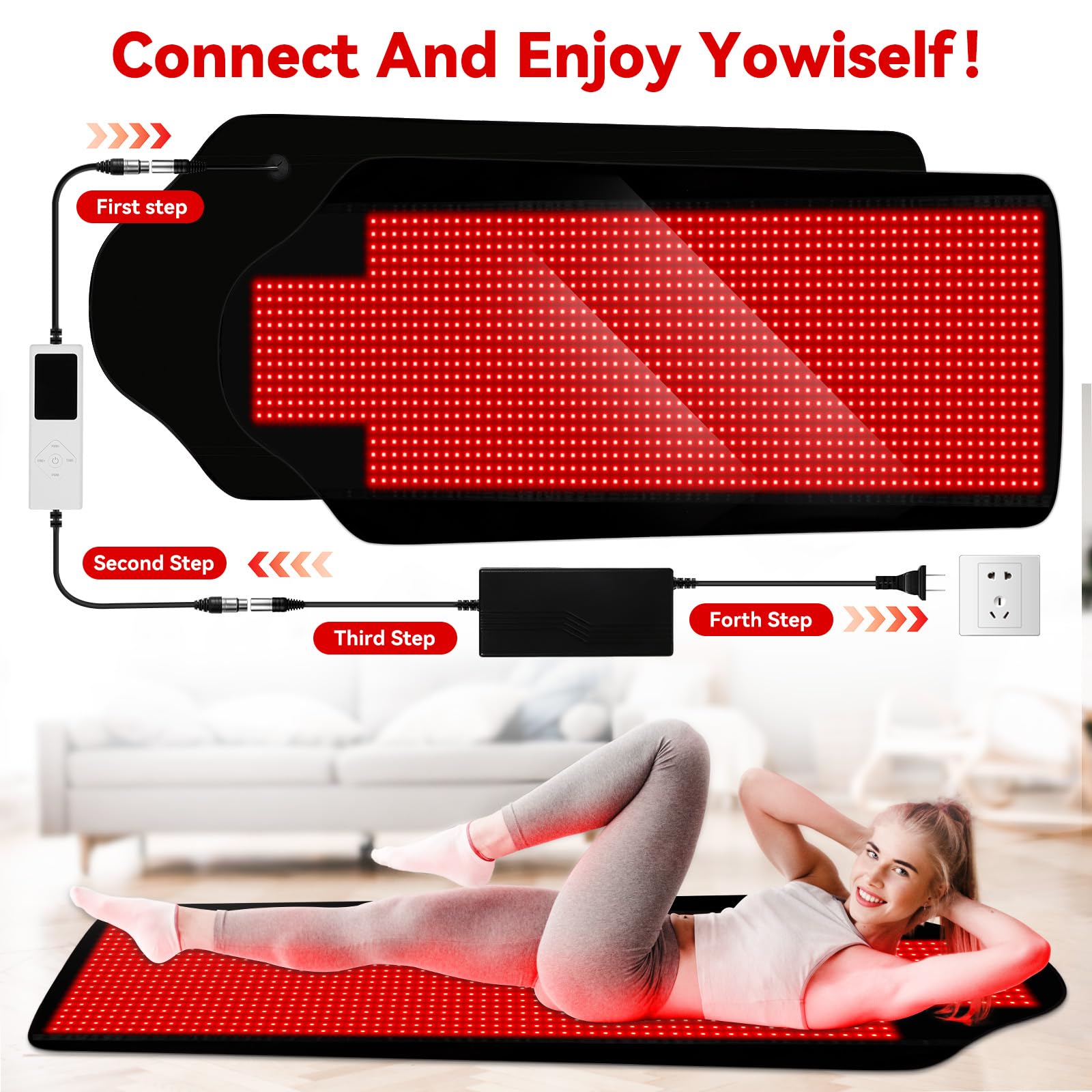 Red Light Therapy for Body,74" x 77.2" Large 2705 LEDs Dual Wavelength (660nm & 850nm) Infrared Therapy Pad, Home Wellness Blanket for Muscle Comfort Skin Rejuvenation