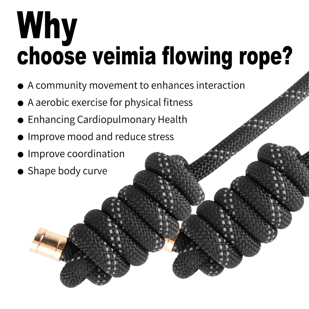 Flow Rope for Fitness High Performance Double Woven Workout Rope Adjustable Flow Jump Rope for Men Women Training Indoor Outdoor Cardio Exercise Ropes for beginner
