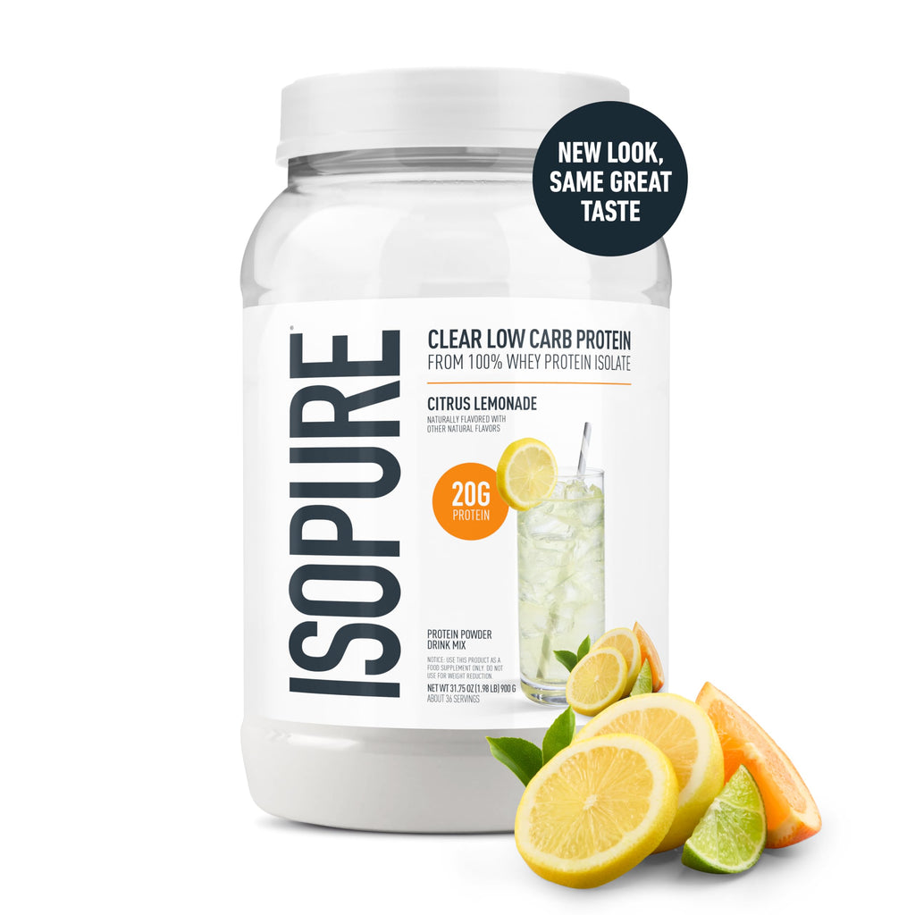 Isopure Clear Whey Isolate Protein Powder, Lactose Free, Gluten Free, Naturally Flavored, Mixed Berry, 20g Protein Per Serving, 14.1 Oz, 16 Servings (Packaging May Vary)