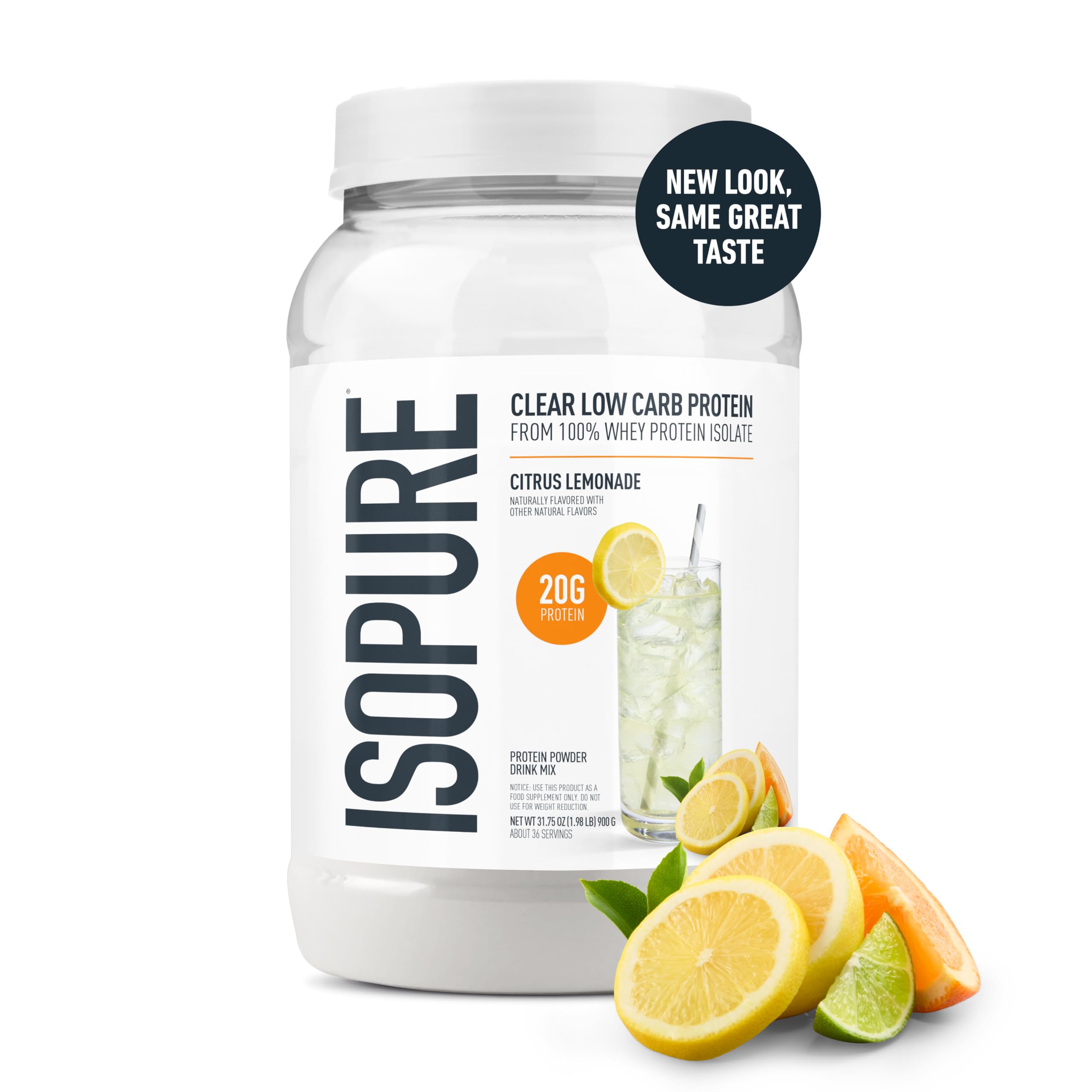 Isopure Clear Whey Isolate Protein Powder, Lactose Free, Gluten Free, Naturally Flavored, Mixed Berry, 20g Protein Per Serving, 14.1 Oz, 16 Servings (Packaging May Vary)