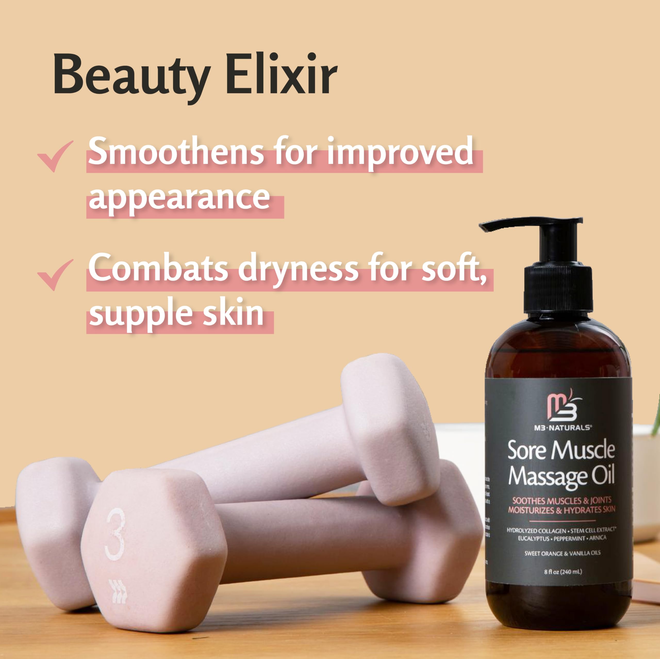 Firming Body Massage Oil with Collagen & Stem Cell – Helps Smooth The Appearance of Cellulite & Improve Skin Texture – Refreshing Aromatherapy Body Oil for Legs & Full Body – 16 Fl Oz