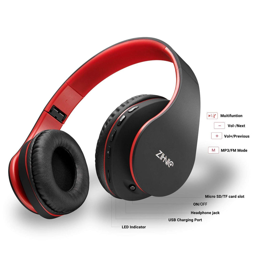 ZIHNIC Bluetooth Headphones Over-Ear, Foldable Wireless and Wired Stereo Headset Micro SD/TF, FM for Cell Phone,PC,Soft Earmuffs &Light Weight for Prolonged Wearing(Rose Gold)