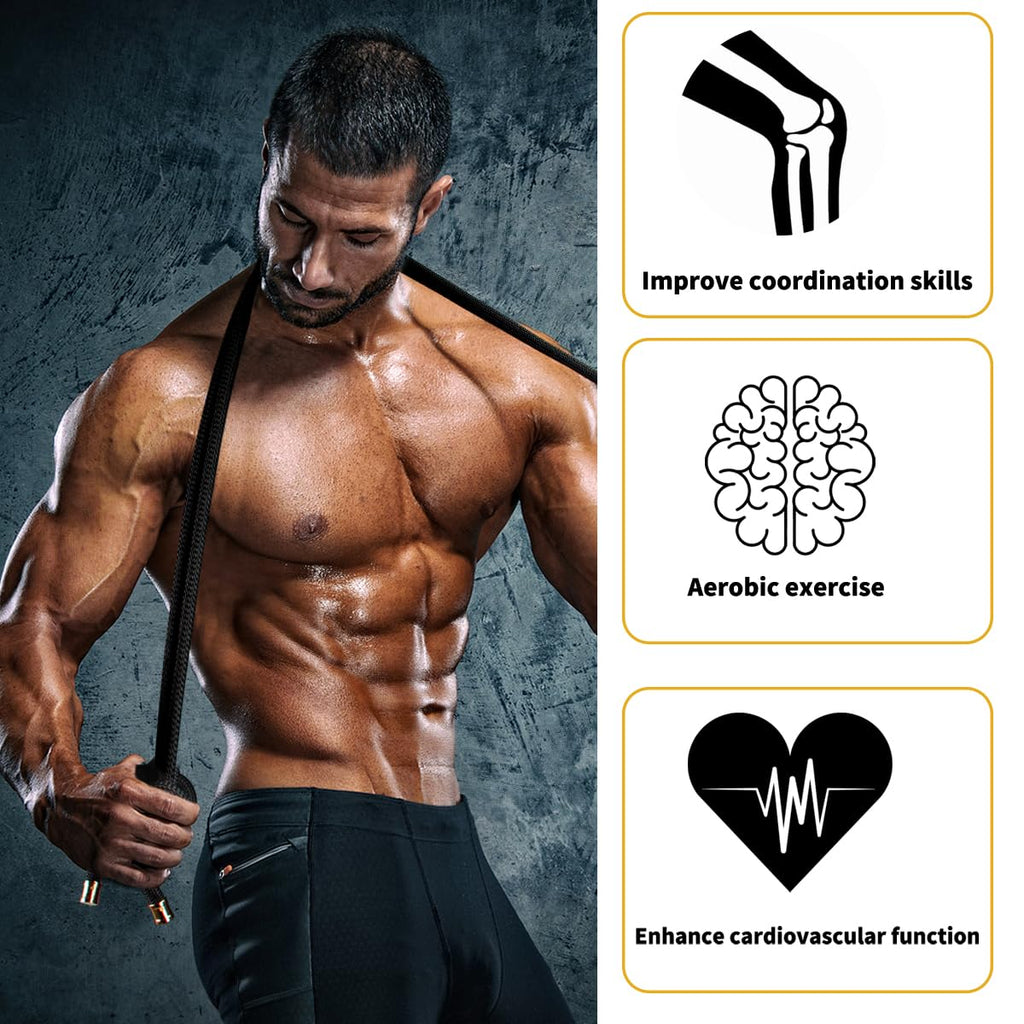 Flow Rope for Fitness High Performance Double Woven Workout Rope Adjustable Flow Jump Rope for Men Women Training Indoor Outdoor Cardio Exercise Ropes for beginner