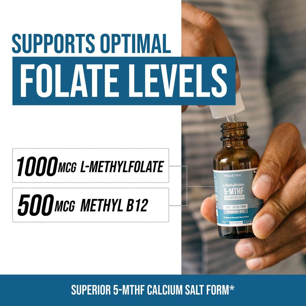 Organic Methyl Folate 1000 mcg + Methyl B12 Cofactor (300 Servings) – Metabolically Active 5-MTHF Form, Organic Berry Flavor, Liquid Sublingual Form – Mood, Cognition, Methylation, Pregnancy (1oz)