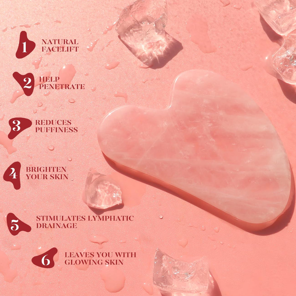 BAIMEI IcyMe Jade Roller & Gua Sha, Face Roller Redness Reducing Skin Care Tools, Self Care for Men Women, Massager for Face, Eyes, Neck, Relieve Fine Lines and Wrinkles - Rose Quartz