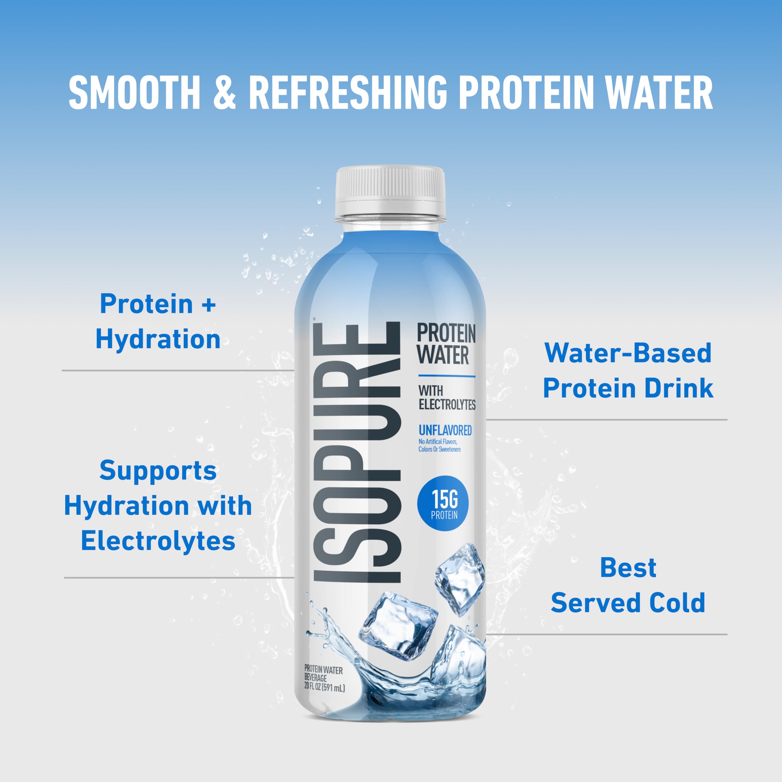 Isopure Clear Whey Isolate Protein Powder, Lactose Free, Gluten Free, Naturally Flavored, Mixed Berry, 20g Protein Per Serving, 14.1 Oz, 16 Servings (Packaging May Vary)