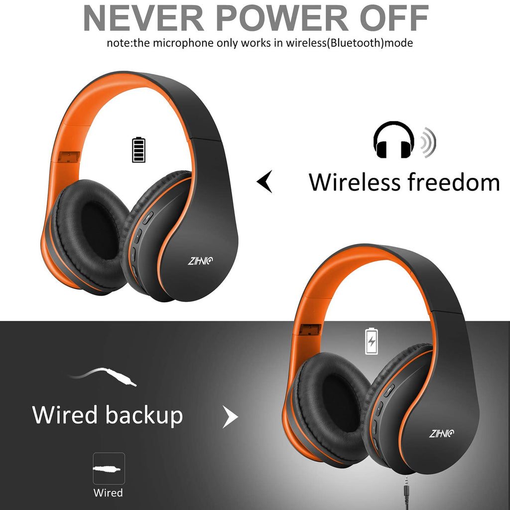 ZIHNIC Bluetooth Headphones Over-Ear, Foldable Wireless and Wired Stereo Headset Micro SD/TF, FM for Cell Phone,PC,Soft Earmuffs &Light Weight for Prolonged Wearing(Rose Gold)