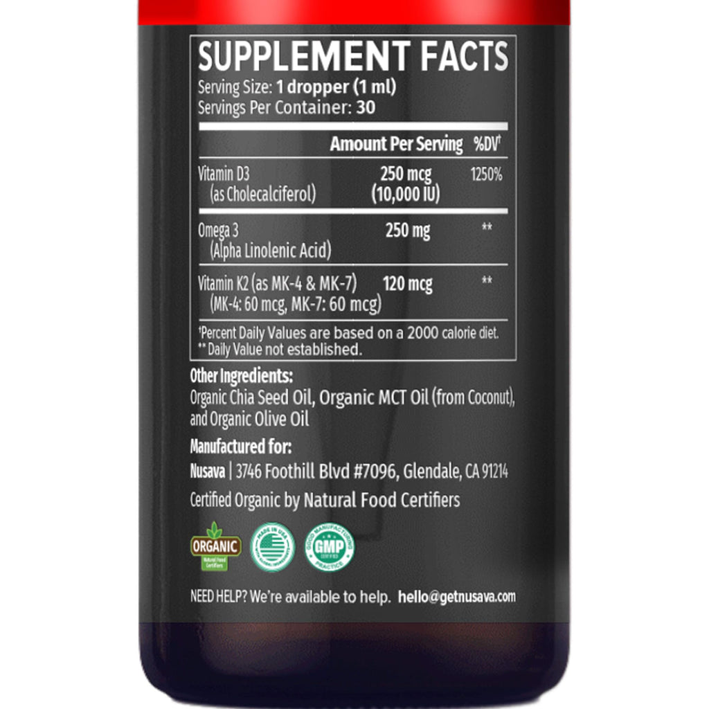 (2 Pack) Organic Vitamin D3 K2 Drops with MCT Oil Omega 3, 5000 IU, Maximum Strength Vitamin D Liquid, No Fillers, Non-GMO Liquid D3 for Faster Absorption and Immune Support (Unflavored, 2 Fl Oz)