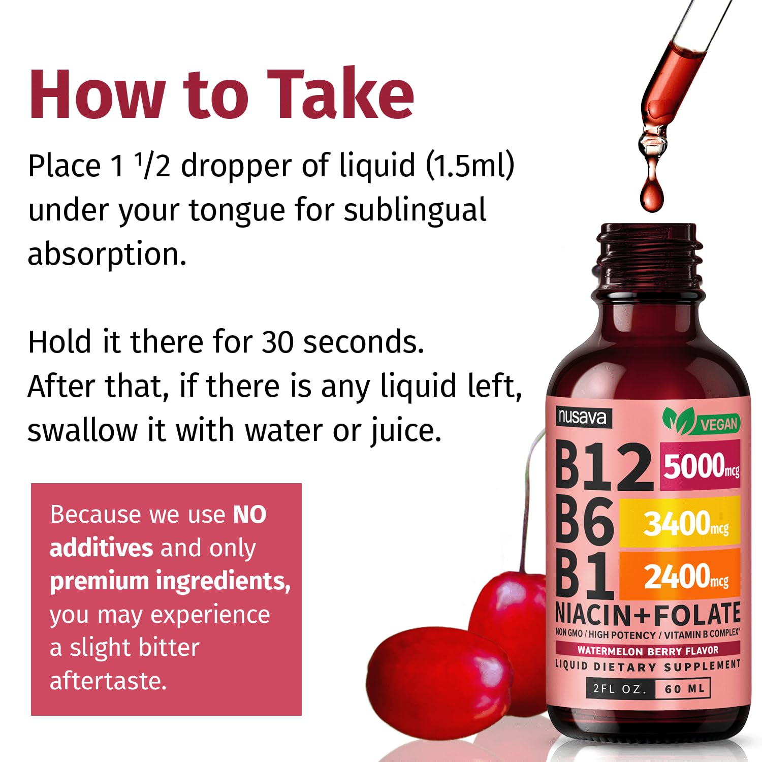 (2 Pack) Vitamin B12 and B6 Liquid Drops, B12 Sublingual Vitamin B Complex - B 12 Vitamin 5000mcg - B12 Methylcobalamin for Energy, Brain, and Heart Support with 27,200 mcg, Raspberry, 80 Servings