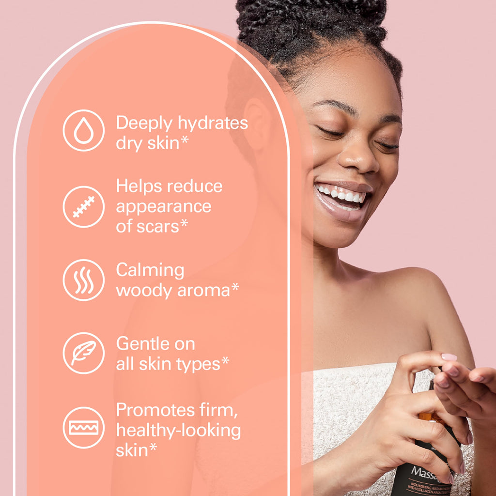 Firming Body Massage Oil with Collagen & Stem Cell – Helps Smooth The Appearance of Cellulite & Improve Skin Texture – Refreshing Aromatherapy Body Oil for Legs & Full Body – 16 Fl Oz
