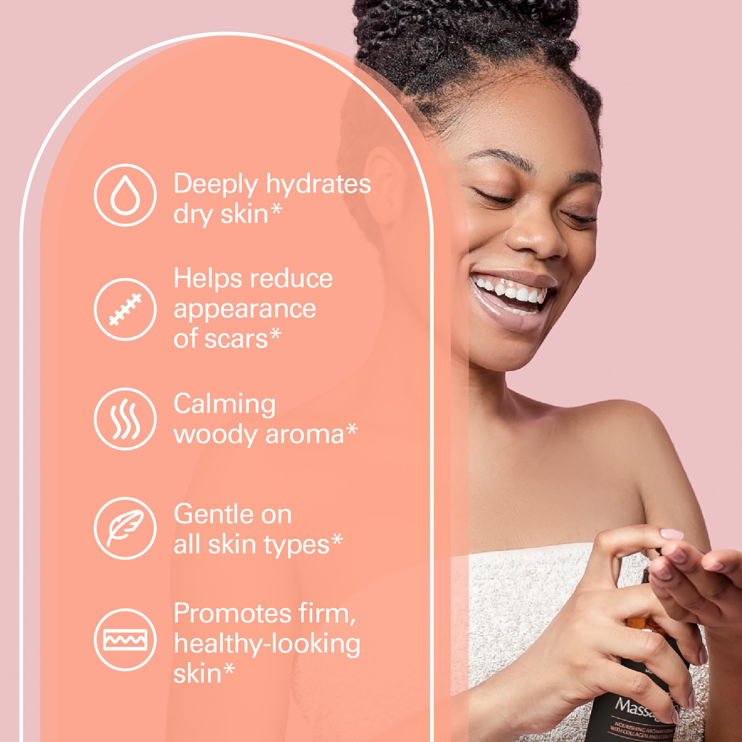 Firming Body Massage Oil with Collagen & Stem Cell – Helps Smooth The Appearance of Cellulite & Improve Skin Texture – Refreshing Aromatherapy Body Oil for Legs & Full Body – 16 Fl Oz