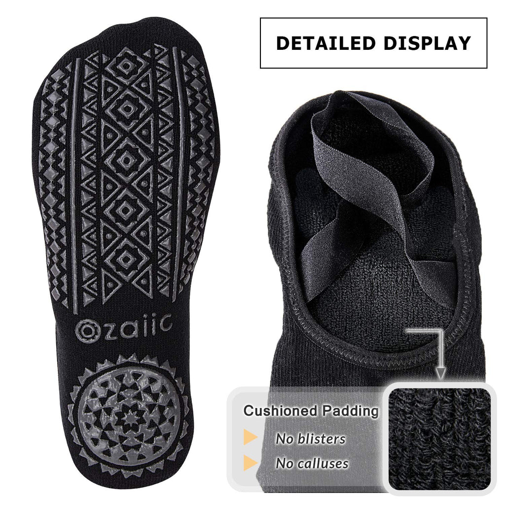 Ozaiic Pilates Socks for Women Non Slip Grip, Yoga Socks with Grippers for Barre, Hospital, Ballet, Dance, Barefoot Workout