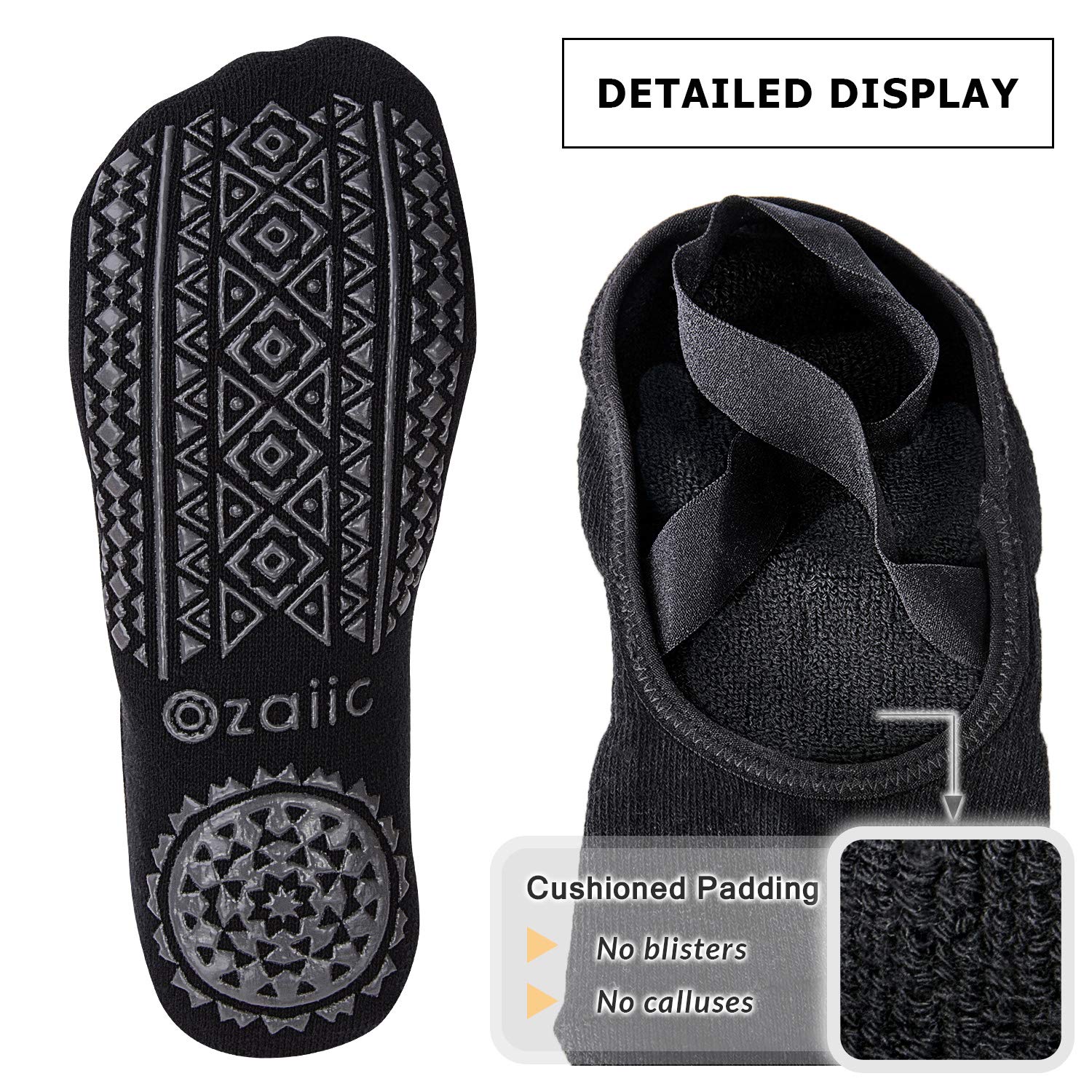 Ozaiic Pilates Socks for Women Non Slip Grip, Yoga Socks with Grippers for Barre, Hospital, Ballet, Dance, Barefoot Workout
